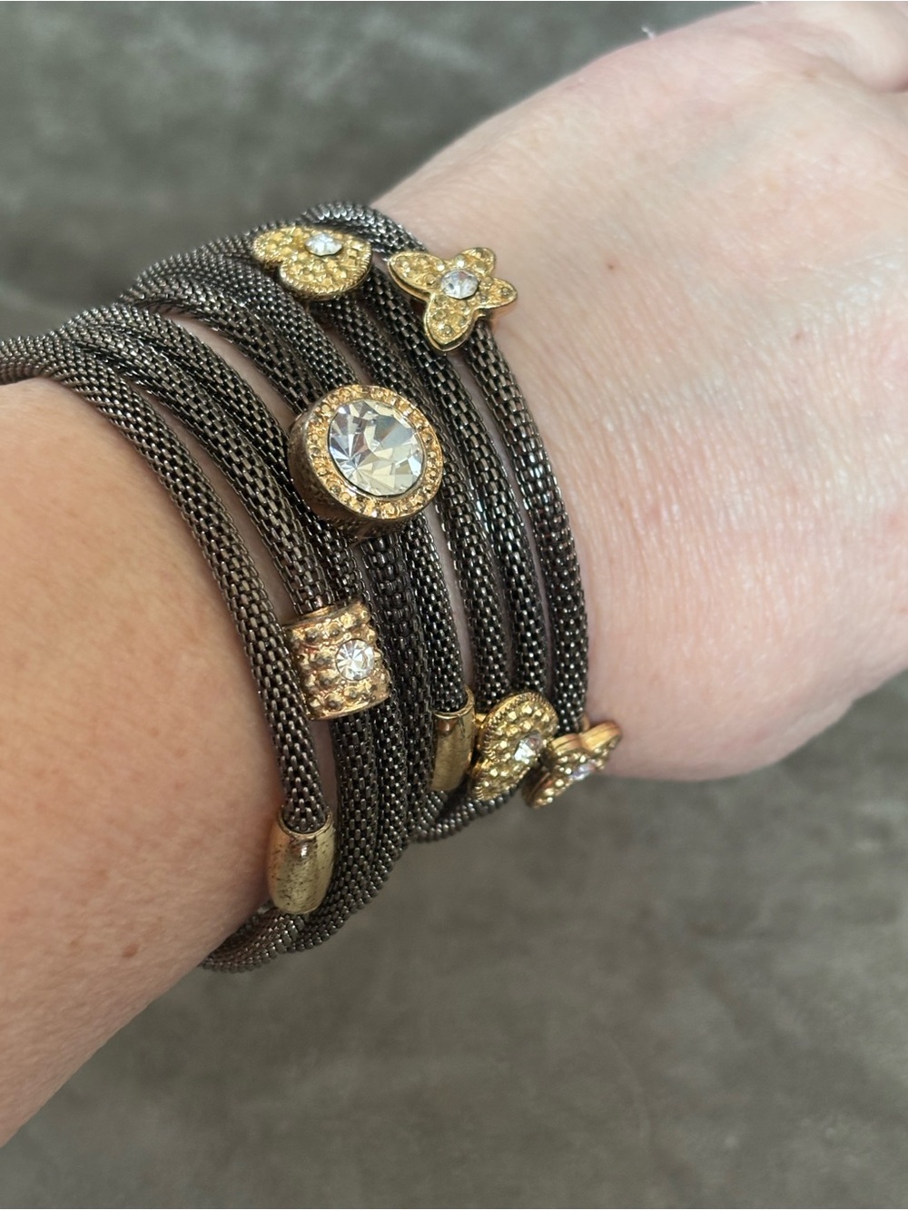 Milanese Industrial ChicStyle 8 Bangle StackBracelets w/Genuine Crystal Accents
